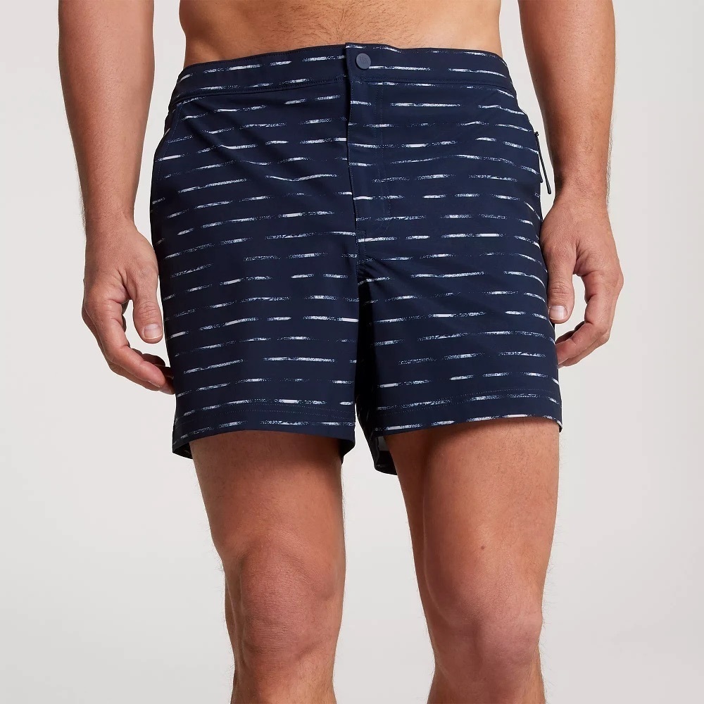 Nwt Vrst Men’s 5” Resort Shorts In Navy/Sand Washed Stripe In Size Small